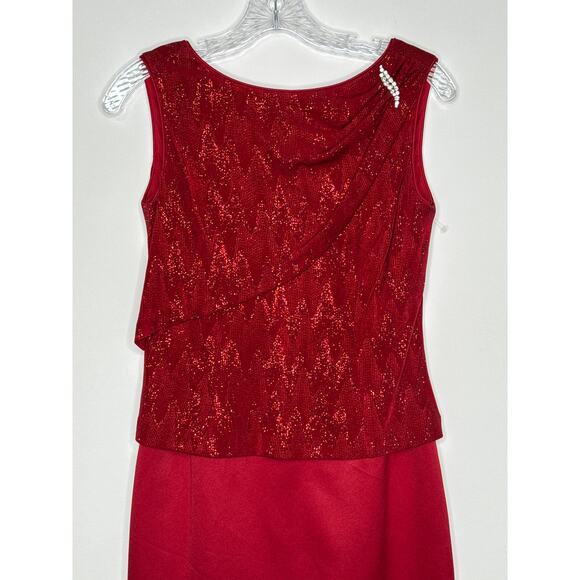Vintage 80's-90's Patra Petite Red Sparkle Formal Evening Dress Made in USA 8 p - Picture 6 of 15